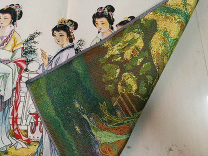 Old Chinese Buddhism Silk Embroidery Painting "Twelve Golden Hairpins"