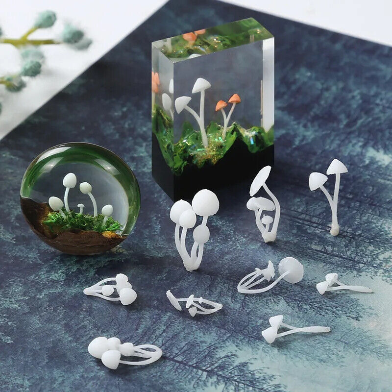3D Simulation Mushroom 3Pcs Resin Miniature DIY Craft Micro Landscape Home Decor
