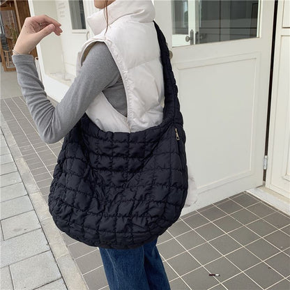 Shoulder Bag Soft Jacket Fabric Fashion Messenger Bags Elegant Black White Purse