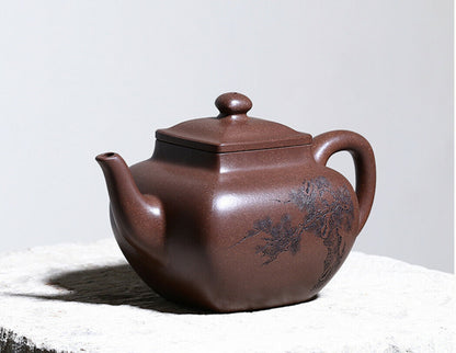 350cc chinese Yixing Handmade Zisha Old PurpleClay Teapot DaDuSiFang Hu Tea Pot