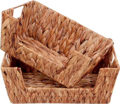 Handwoven Storage Baskets Natural Water Hyacinth Kitchen Bathroom Decoration