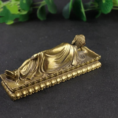 13.8cm Brass Sleeping Buddha Figurines Guanyin Ornaments Statue Decoration