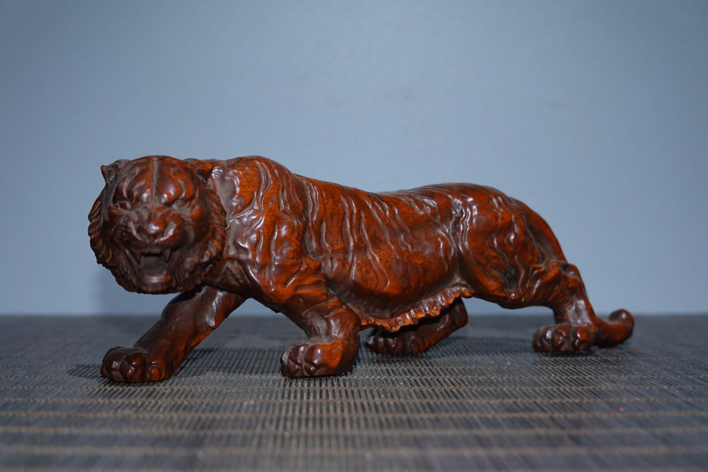 Chinese Wood Carving Boxwood Tiger Figurine Statue Wooden Sculptures Home Decor