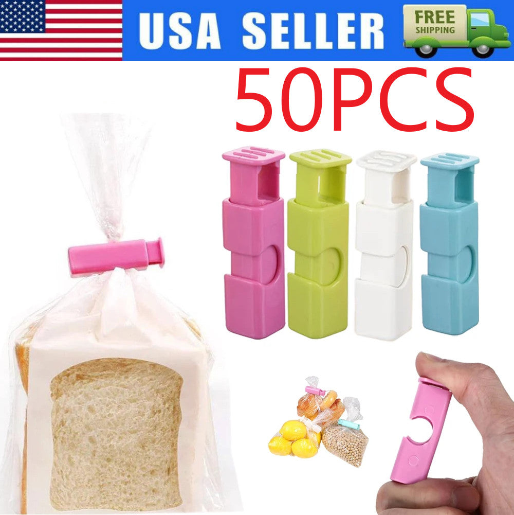 50PCS Bread Bag Clips Reusable Tie Storage Sealing Snack Fridge Freezer Fresh US