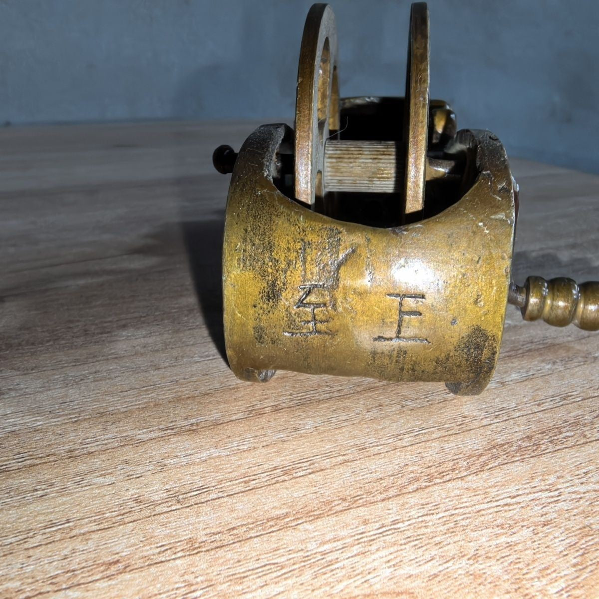 Vintage Brass Dragon Carpentry Ink Line Tool Chinese Antique Measuring Tool