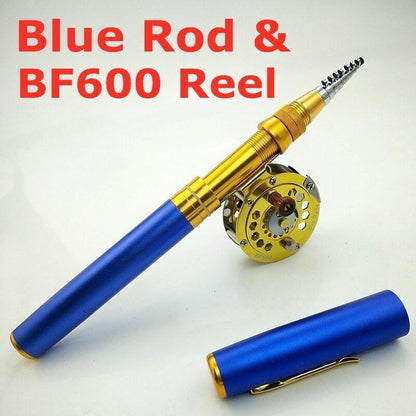 Fishing Rods Spinning 1.8m 2.1m Pen Shape Telescopic Pocket Rock Pole Cast Reels