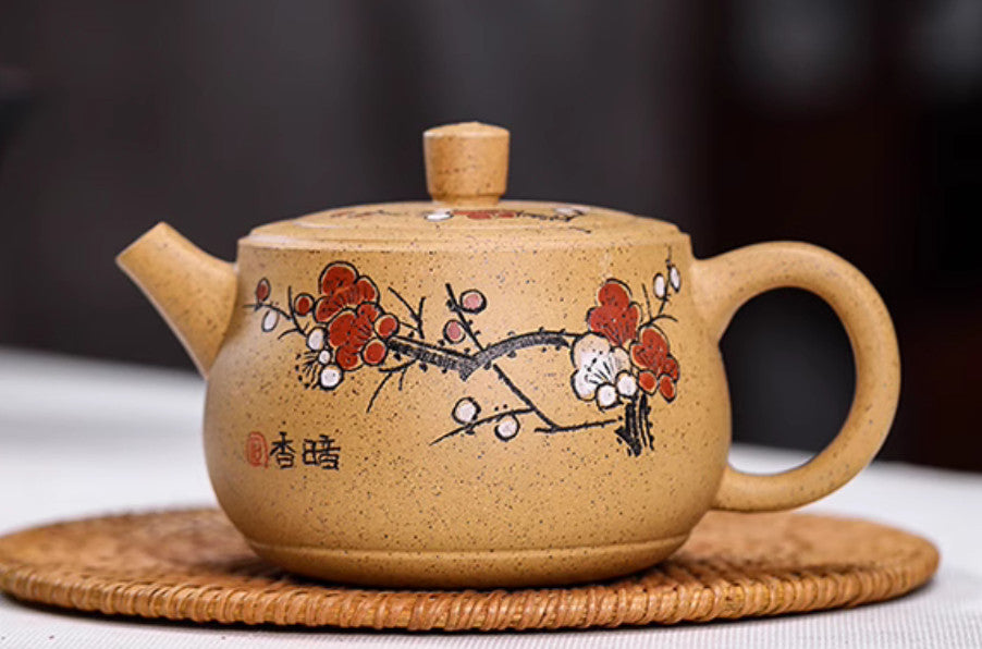 5.3" Chinese Yixing Zisha Pottery Duan Clay 240CC Handmade Plum Blossom Teapot
