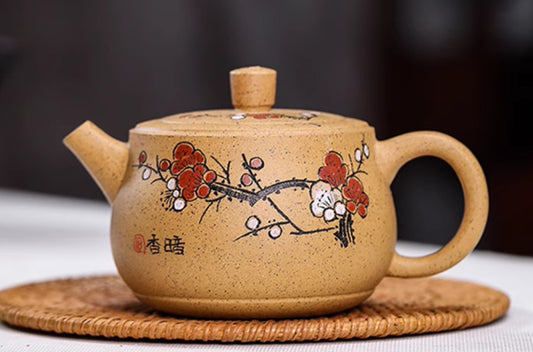5.3" Chinese Yixing Zisha Pottery Duan Clay 240CC Handmade Plum Blossom Teapot