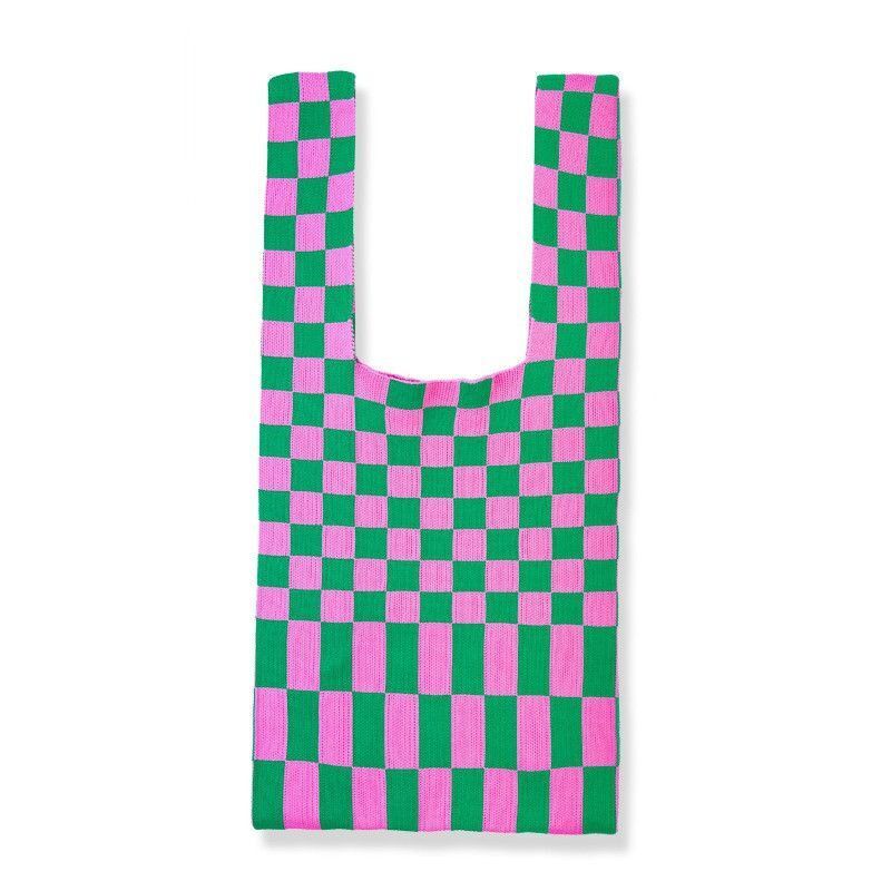 Plaid Twill Shoulder Wrist Underarm Bag Wool Large Retro Tote Handbag Purse 1 PC