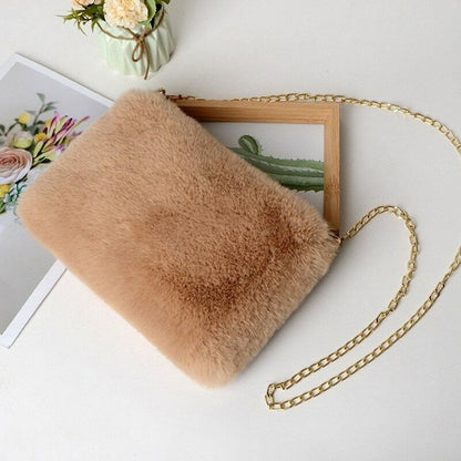 Pretty Cute Faux Rabbit Fur Handbag Shoulder Messenger Bag Fashion Long FurGrass