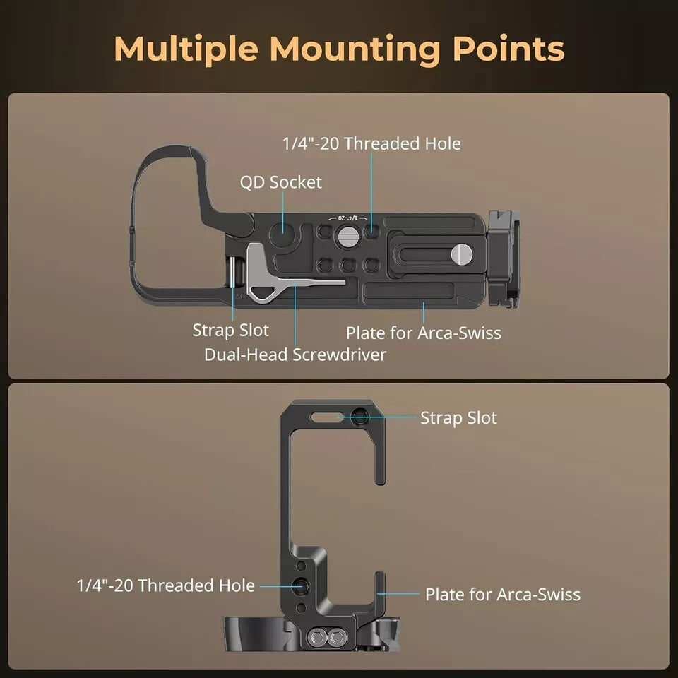 SmallRig L-Plate for Nikon Z 6III – Dual Arca-Swiss, Cold Shoe, Extendable