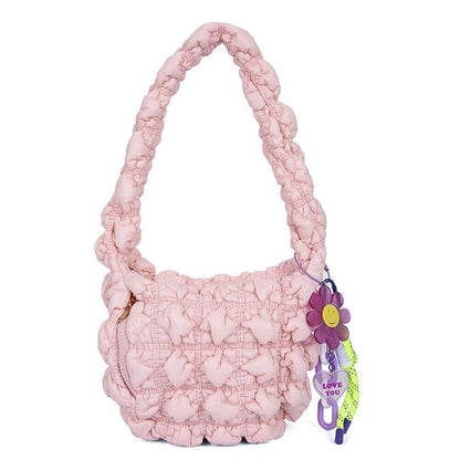 Nylon Women Shoulder Bags Lady Handbags Pleated Underarm Bag Small