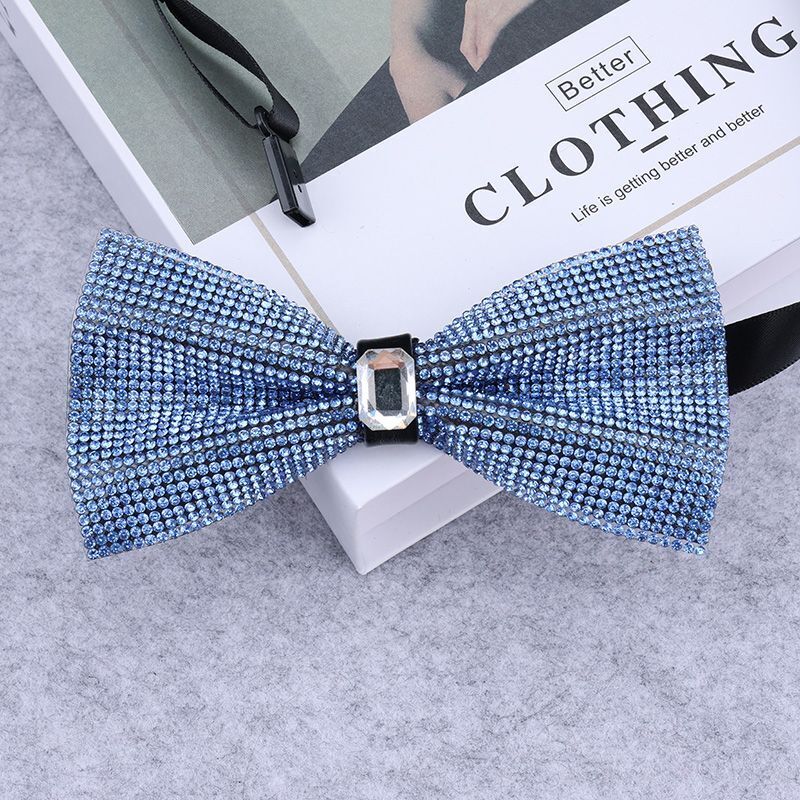 Men Rhinestone Bow Tie Shining Crystal Collar Bowtie Luxury Wedding Banquet Knot