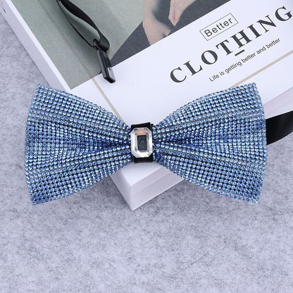 Men Rhinestone Bow Tie Shining Crystal Collar Bowtie Luxury Wedding Banquet Knot