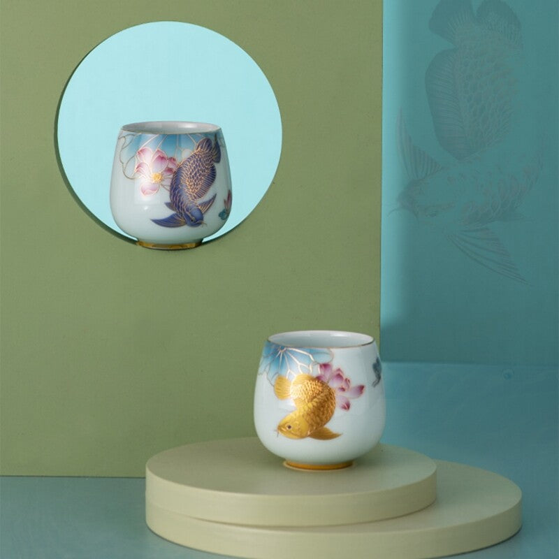 One Pair Tea Cup Porcelain Double Cup Chinese Handmade Celadon Master Cup 150ml