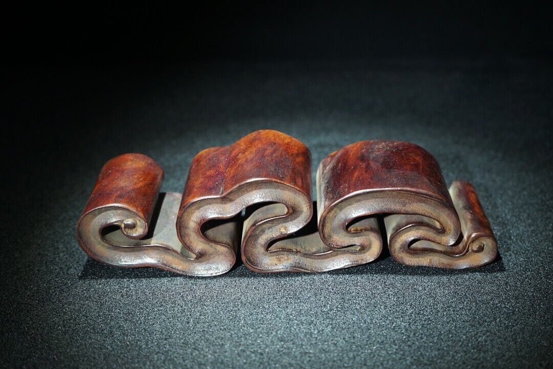 Nice welcome antique wooden statue carvings decor penholder for desk study wood