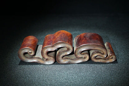 Nice welcome antique wooden statue carvings decor penholder for desk study wood