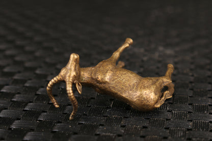 4.3cm Chinese Collectable Copper Deer Statue Figure Tea Pet Table Home Decor