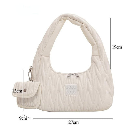 Pleated Shoulder Bag Purses Tote Bags Branded Synthetic Leather Purse Handbags