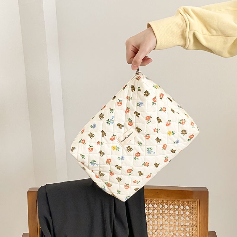 Makeup Bag Soft Cotton Women Zipper Cosmetic Organizer Clutch Purse Toiletry 1PC