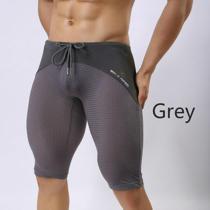 Men Swim Jammers Quick Dry Swimming Shorts Drawstring Swimwear Trunks Plain