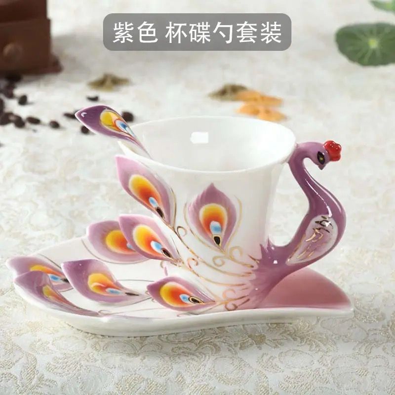 Creativity Hand Crafted Porcelain Shape Coffee Tea Cup Saucer Spoon Sets