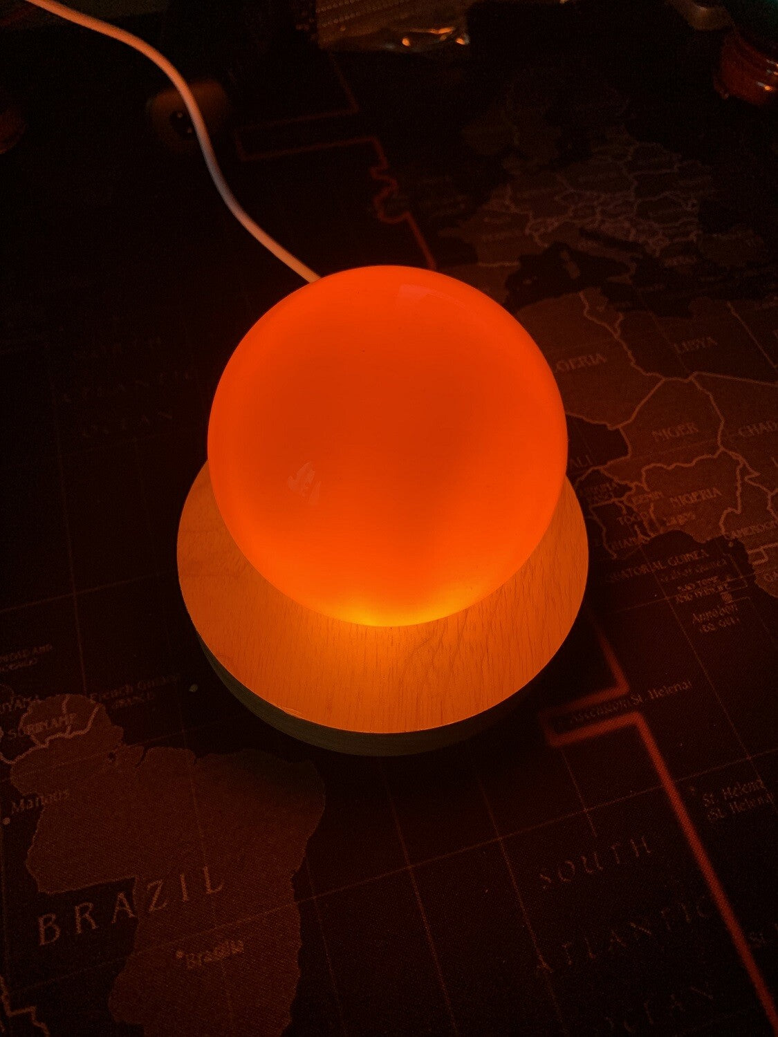 Wooden LED Display Stand 3D Nightlight Round Base Holder for Crystal Glass Ball