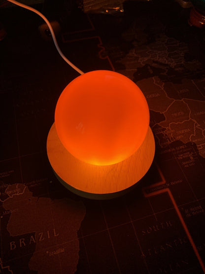 Wooden LED Display Stand 3D Nightlight Round Base Holder for Crystal Glass Ball