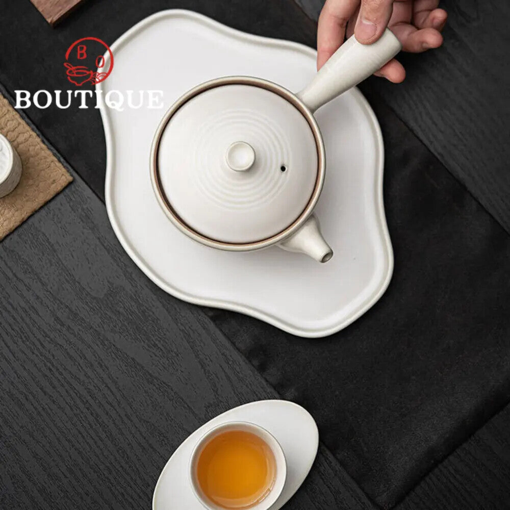 200ml Creative White Porcelain Side Handle Tea Pot Household Kung Fu Tea Set