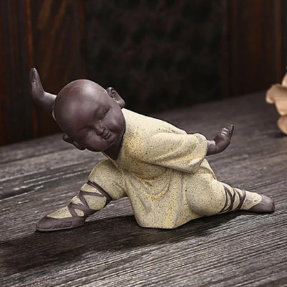 Exquisitely Color Sand Pottery Kung Fu Monk handmade Tea Pet home Decoration
