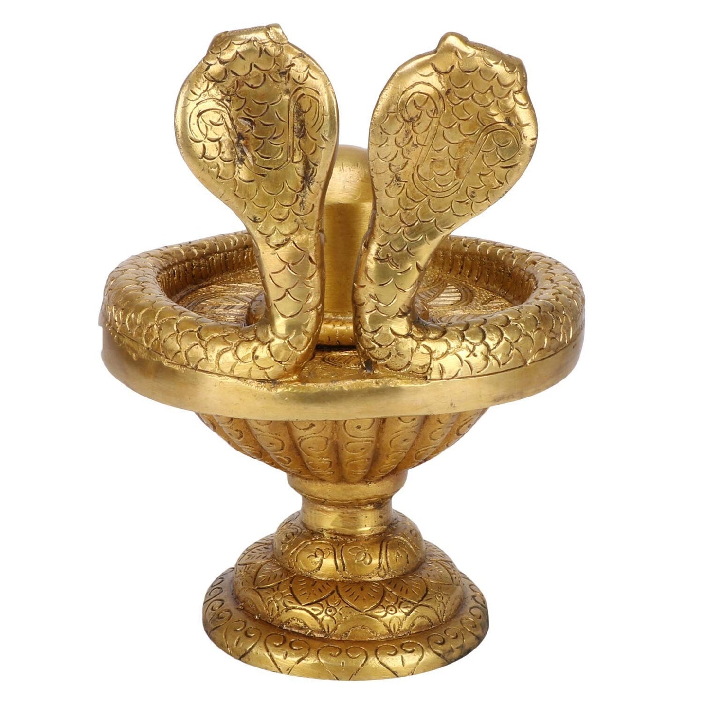 Hindu God Lord Brass Shiva Shivling Idol with Naag Nagin Idol Statute Figurine