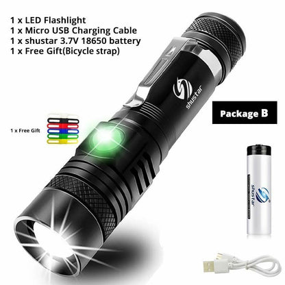 LED Flashlight Ultra Bright XP-L V6 Lamp Beads Waterproof Torch Zoomable 4 Modes
