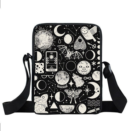 Witch Black Cat Messenger Bag Clutch Canvas Crossbody Shoulder Bags Travel Small