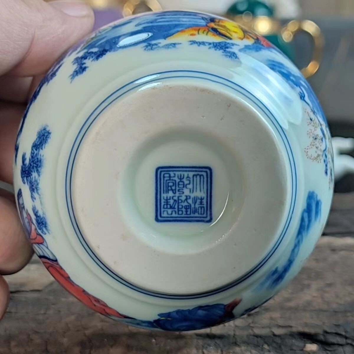 chinese jingdezhen porcelain blue and white tea cup ：scholar