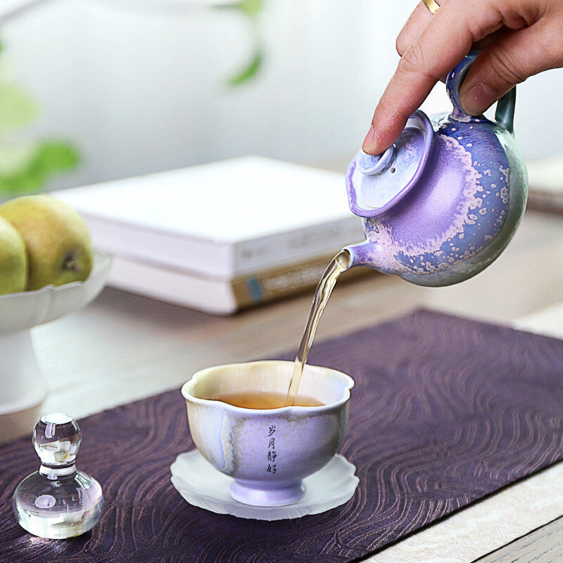 Jingdezhen Handmade Ceramic Kiln Purple Pot Flower Single Cup Light Elegant Pot