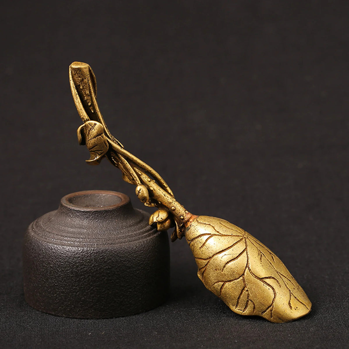 Pure Copper Lotus Shovel Handicraft Tea Spoon Tea Set Desktop Ornaments