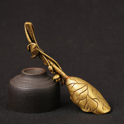 Pure Copper Lotus Shovel Handicraft Tea Spoon Tea Set Desktop Ornaments