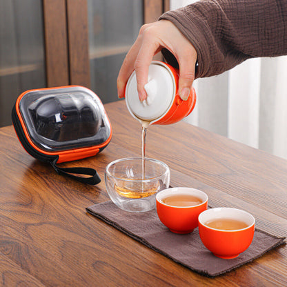 Portable Tea Set With Bag Porcelain Tea Pot Matching Tea Cup Glass Cup Tea Towel