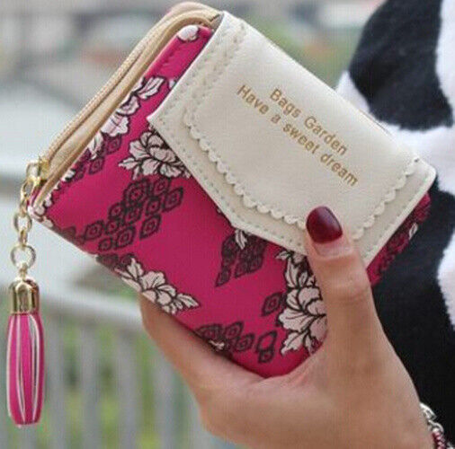 Lady Mini Handbag Leather Coin Purse Women Wallet Card Clamps Cash Clip Billfold