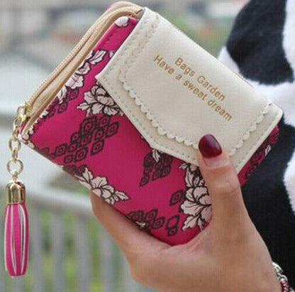 Lady Mini Handbag Leather Coin Purse Women Wallet Card Clamps Cash Clip Billfold