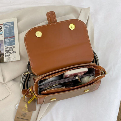 Synthetic Leather Bag Handbag Shoulder Purse Messenger Pouch Linen Shell Shape