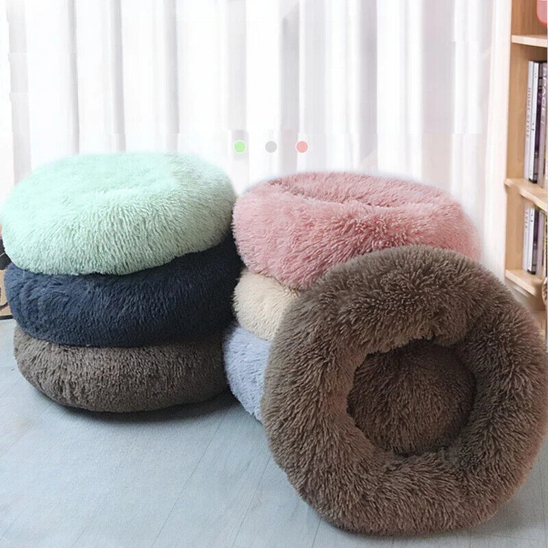 Cat Pet Beds Plush Round Kennel Dog Beddings Winter Warm Soft Mat Supply 40-50cm