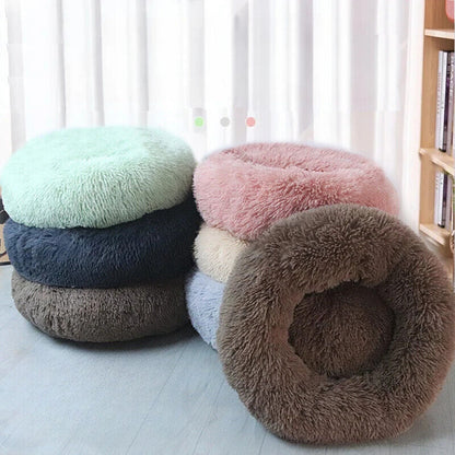Cat Pet Beds Plush Round Kennel Dog Beddings Winter Warm Soft Mat Supply 40-50cm