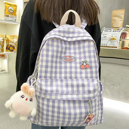 Lattice Backpack Laptop Bag College Plaid Backpack Travel Student Bag 31*15*44CM