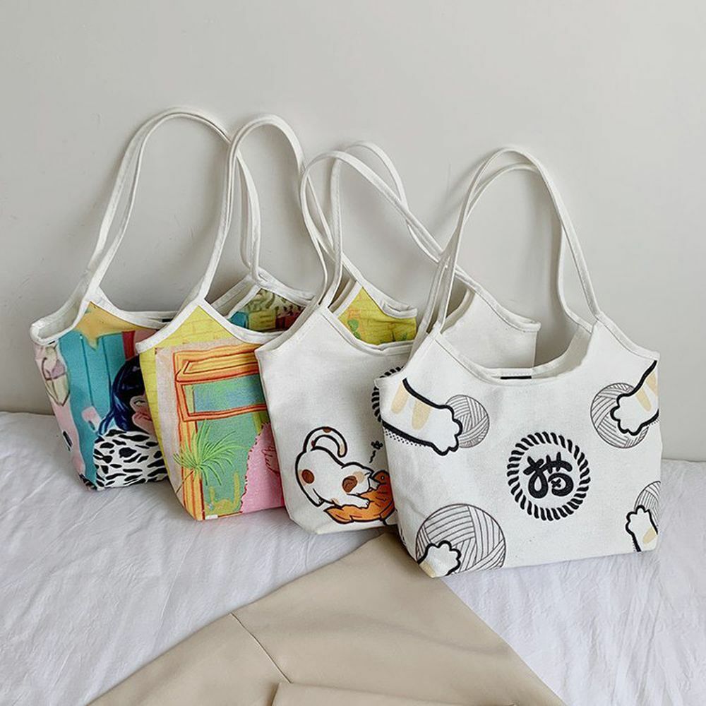 Daily Outdoor Travel Cartoon Tote Bag Underarm Bags Canvas Handbag Shoulder Bag