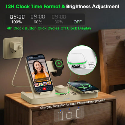 Dual Phone Wireless Charging Station for Apple Devices, Magnetic Charging Statio