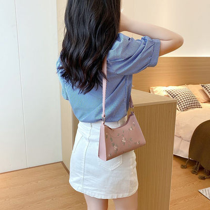 Bag Embroidery Flower Underarm Bag Retro Handbags Small Shoulder Purse Zipper