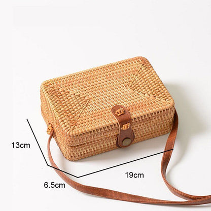 Straw Bag Round Woven Handmade Summer Polyester Crossbody Shoulder Bag Polyester