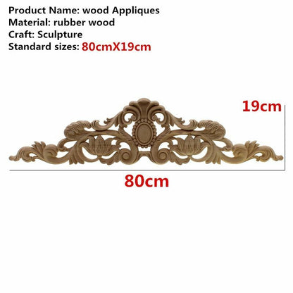 Natural Wood Appliques Furniture Cabinet Unpainted Wooden Carving Moulding Decal