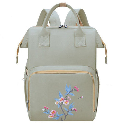 Big Women Bag Waterproof Baby Care Backpack Flower Embroidery Outdoor Traveling